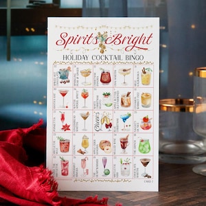 Bingo à cocktails de Noël - 50 cartes uniques à imprimer. PDF à téléchargement numérique instantané. Activité de vacances amusante pour adultes, enterrements de vie de garçon.