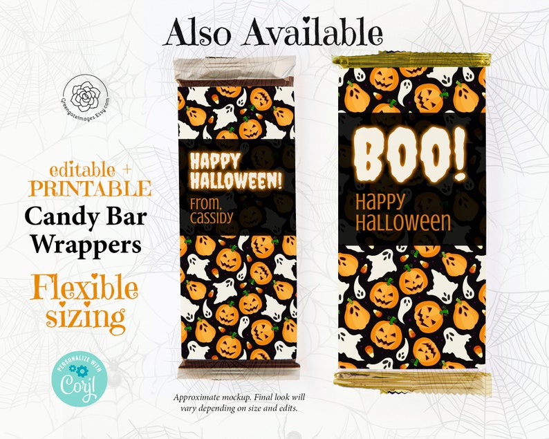 Halloween Candy Bar Wrappers PRINTABLE Hershey Bar Wrapper | Etsy