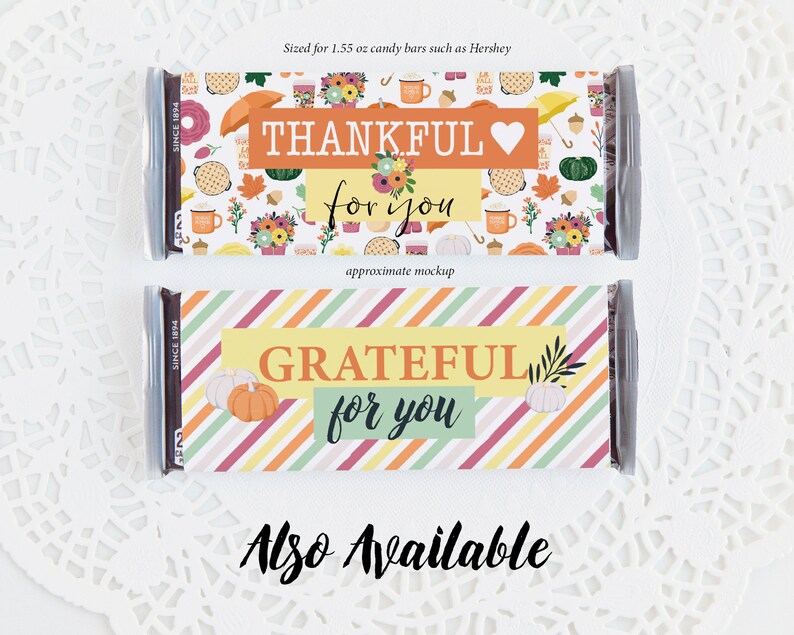 Thank You Candy Bar Wrappers PRINTABLE Hershey Bar Wrapper Etsy