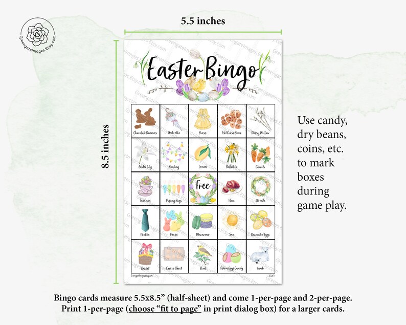 Easter Bingo Cards Printable Bingo Cards 50 Cards Senior Etsy