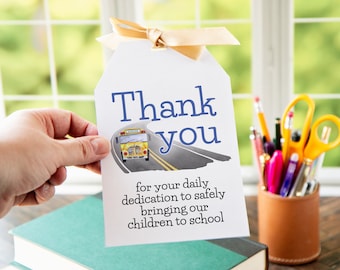 Bus Driver Thank You Gift Tag - Jumbo PRINTABLE editable corjl, xl tag, giant for large gifts, really big personalized hang tag. School bus.