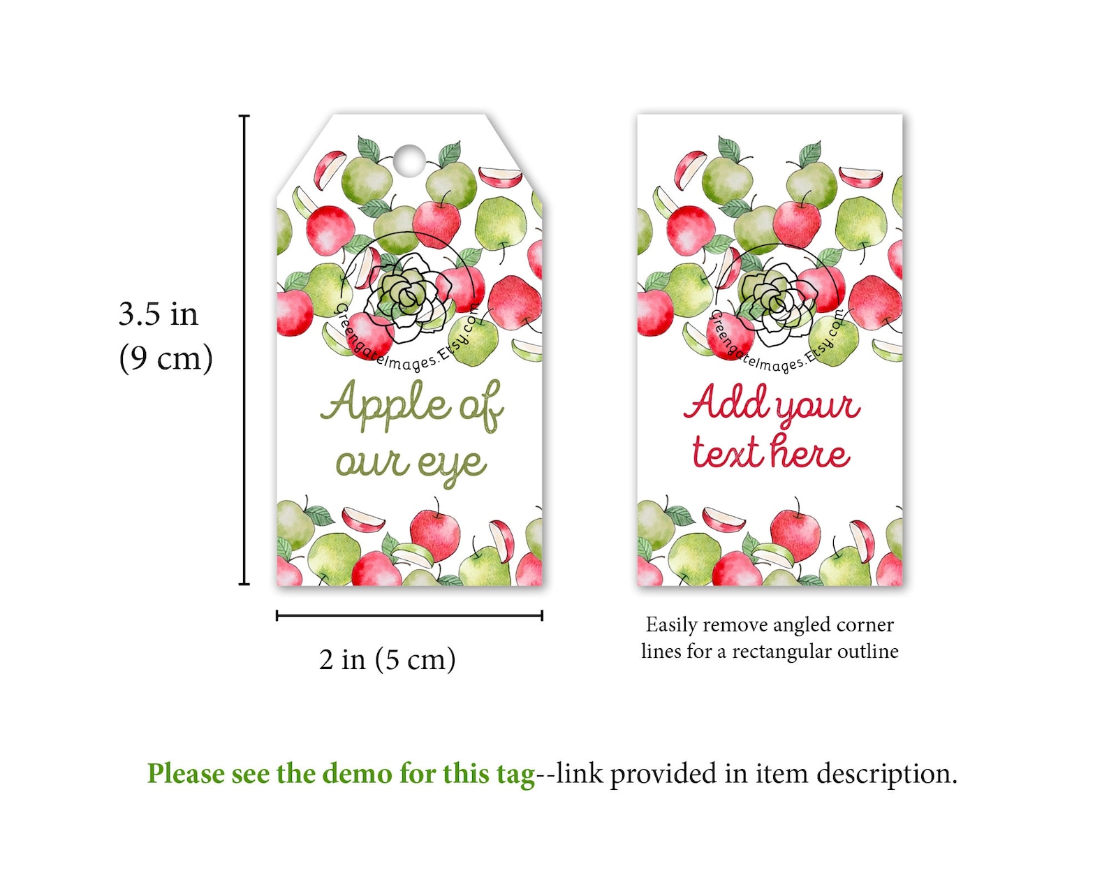 Apple Gift Tag Printable Gift Tag Favor Tag Hang Tag Edit Etsy