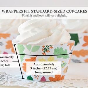 Fall Cupcake Wrappers printable cupcake wrappers, autumn cupcakes, fall bridal shower, fall leaves on white background, fall decorations image 4