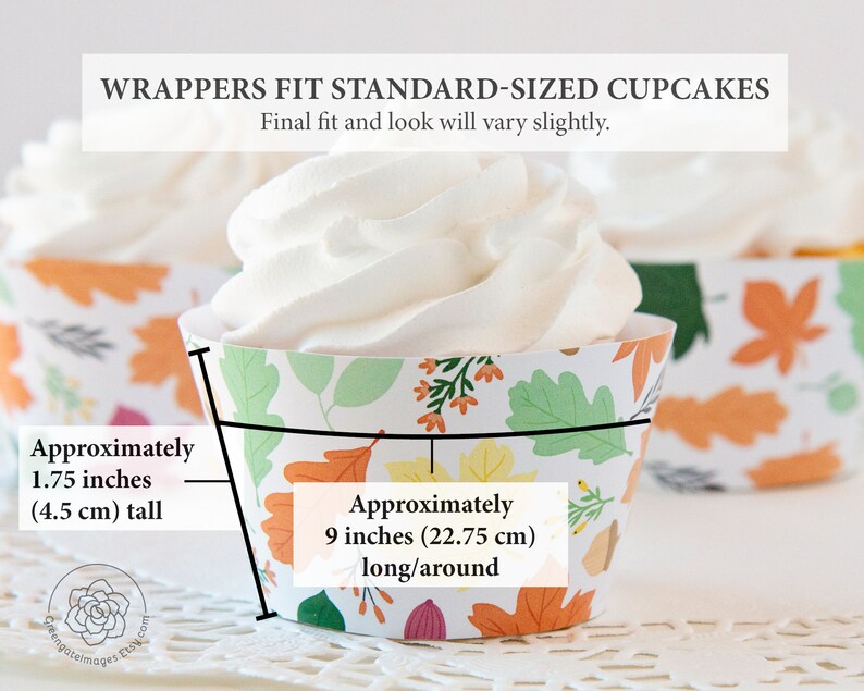 Fall Cupcake Wrappers printable cupcake wrappers, autumn cupcakes, fall bridal shower, fall leaves on white background, fall decorations image 4
