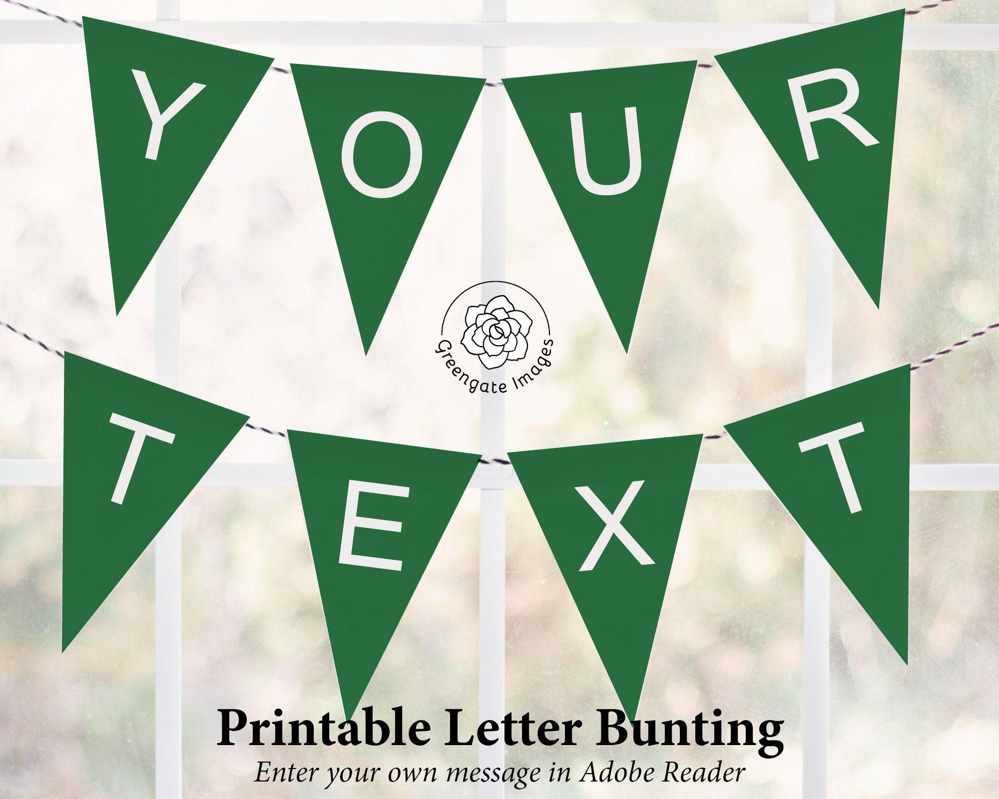 green letter banner bunting download editable banner party etsy