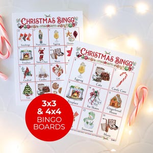 Weihnachtsbingo - 3x3 & 4x4 große Druckbretter für kleine Kinder, Gedächtnispflege, ältere Menschen und Entwicklungsschwierigkeiten. Schnellere, einfachere Spiele.