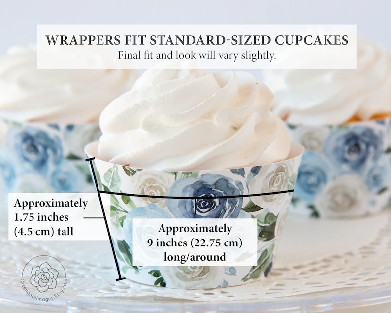 Wedding Cupcake Wrappers PRINTABLE Floral Cupcake Wraps Pdf - Etsy