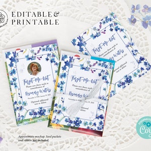 Forget-Me-Not Seed Packet Tags - PRINTABLE 3x4" tags that can be attached to pack of seeds Memorial/remembrance tag Celebration of Life idea