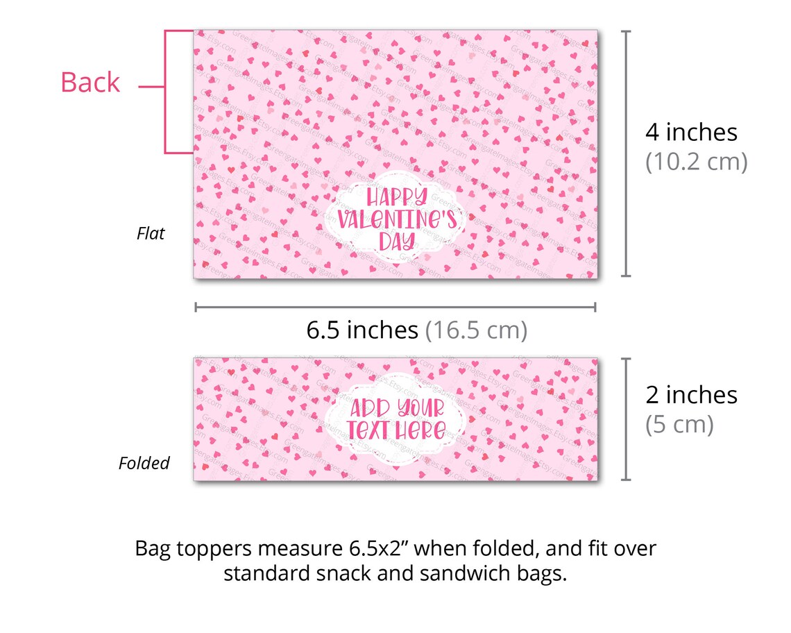 6.5 Valentine's Day Bag Toppers PRINTABLE Sandwich - Etsy