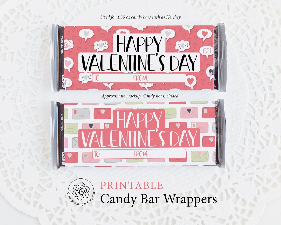 Valentine Candy Bar Wrappers - PRINTABLE Standard Bar Wrapper, Happy ...