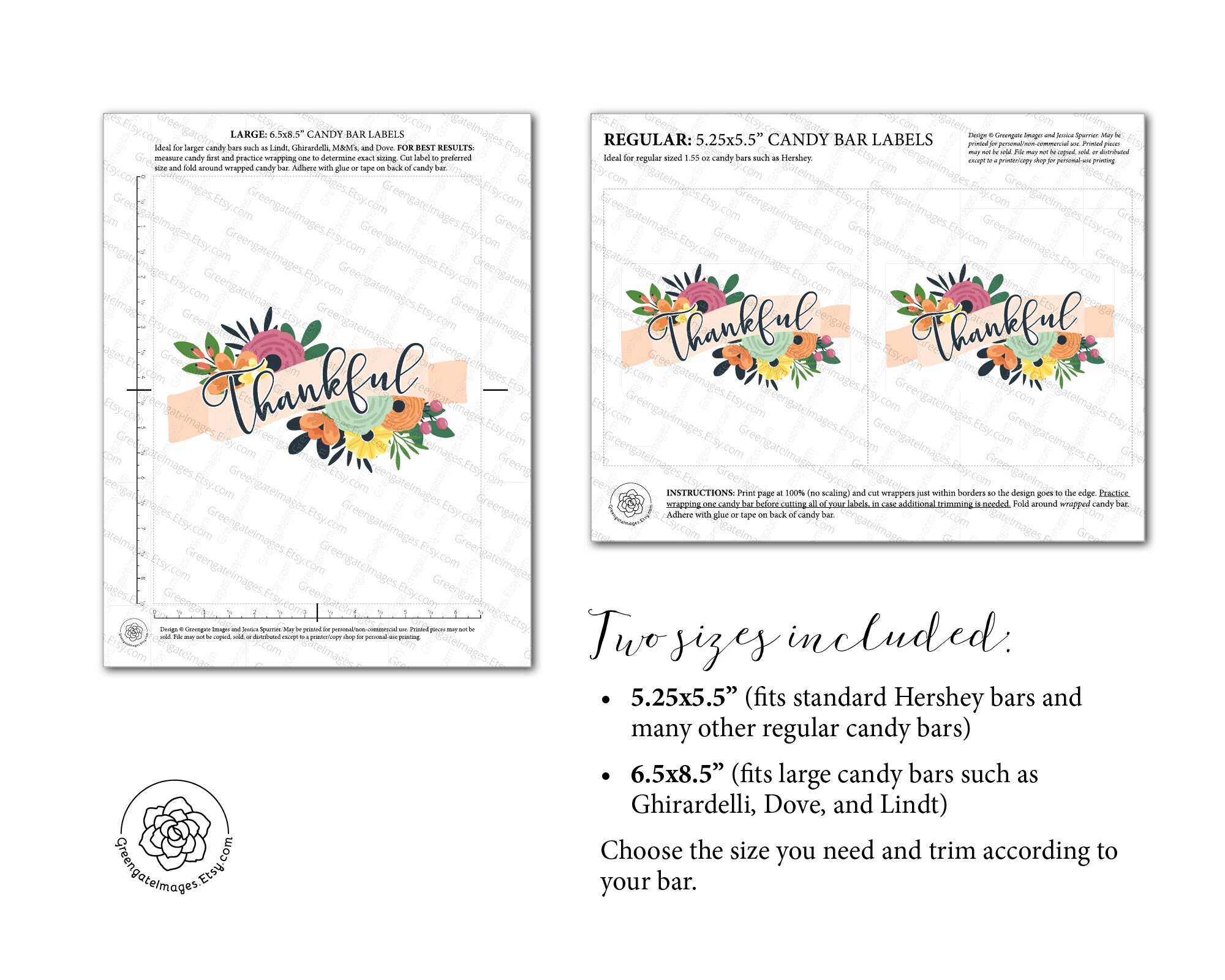 Thankful Candy Bar Wrappers PRINTABLE Hershey bar wrapper | Etsy