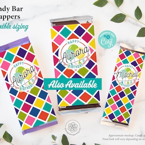 Birthday Candy Bar Wrappers - Custom Candy Wrap, Editable in Corjl ...