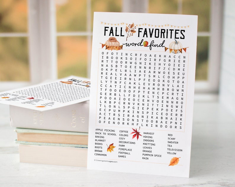 Fall Word Find PRINTABLE Downloadable Activity. Autumn Word - Etsy