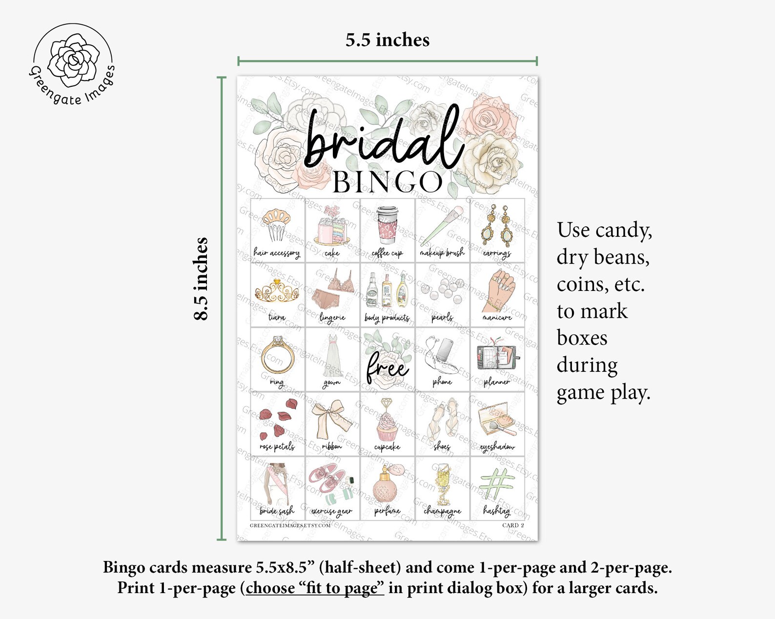 Bridal Bingo Cards: PRINTABLE Bingo Cards, Bride Bingo Set 50 Cards ...