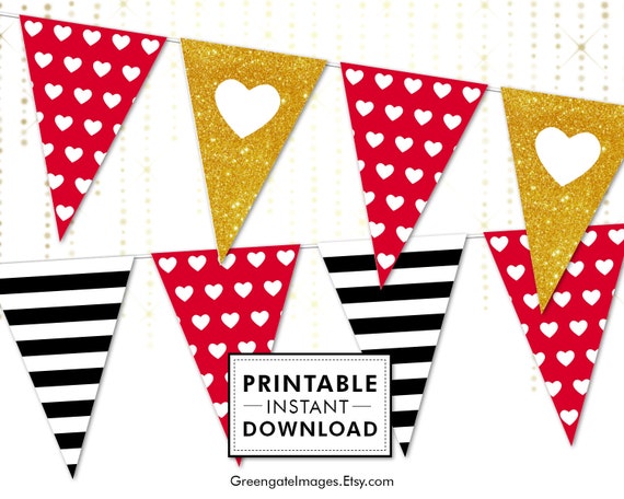 Valentine S Day Bunting Valentine Banner Printable Etsy