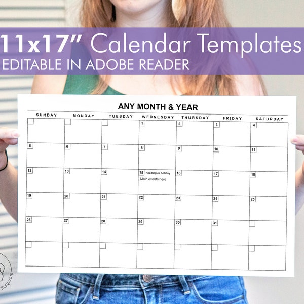 Printable Calendar - Etsy