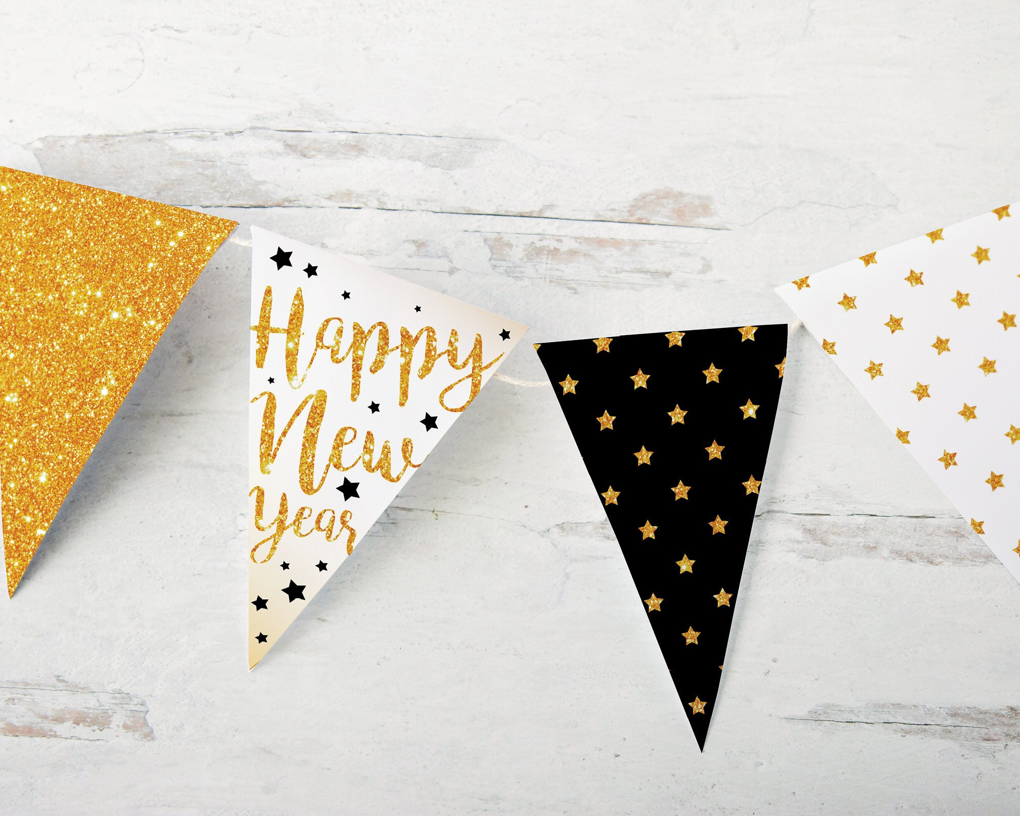 Black Gold Happy New Year Banner - 10ft Party Decorations