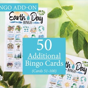 ADICIONAL: 50 cartões adicionais de Bingo do Dia da Terra (numerados de 51 a 100) para acompanhar o jogo original, vendido separadamente