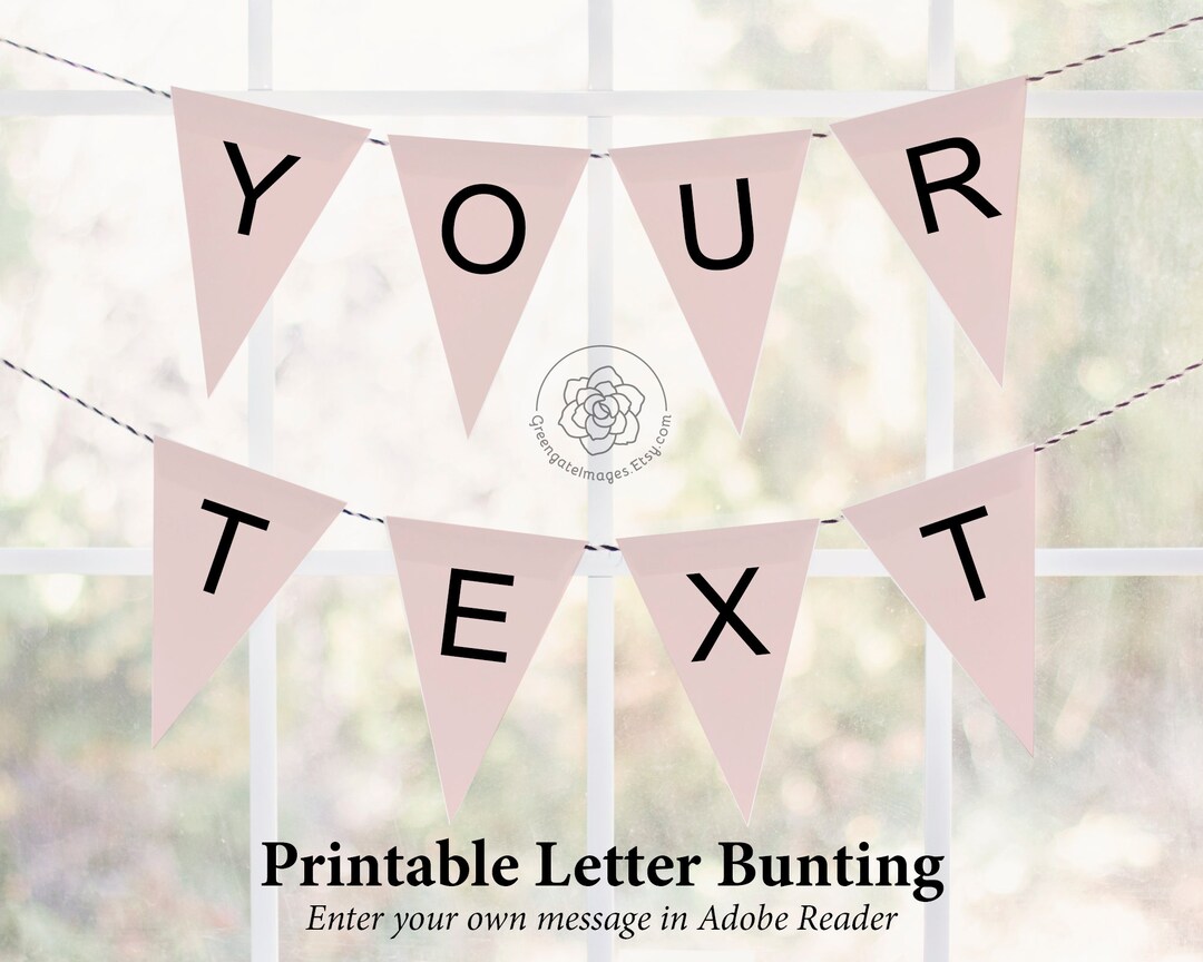 Blush Pink Letter Banner Editable Banner Bunting Letters Etsy