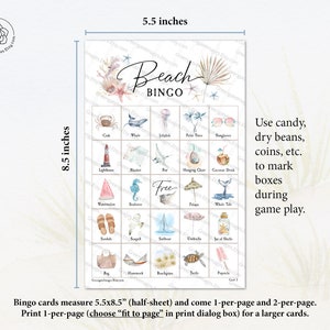 Beach Bingo: PRINTABLE 50 Cards, Bingo Pdf Game, Party Game Ideas, Senior Citizen Game, Coastal ...