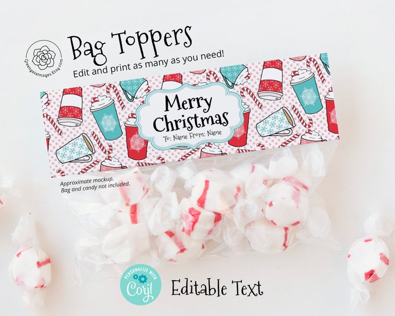 Christmas Bag Toppers PRINTABLE Loot Bag Label Ziplock - Etsy