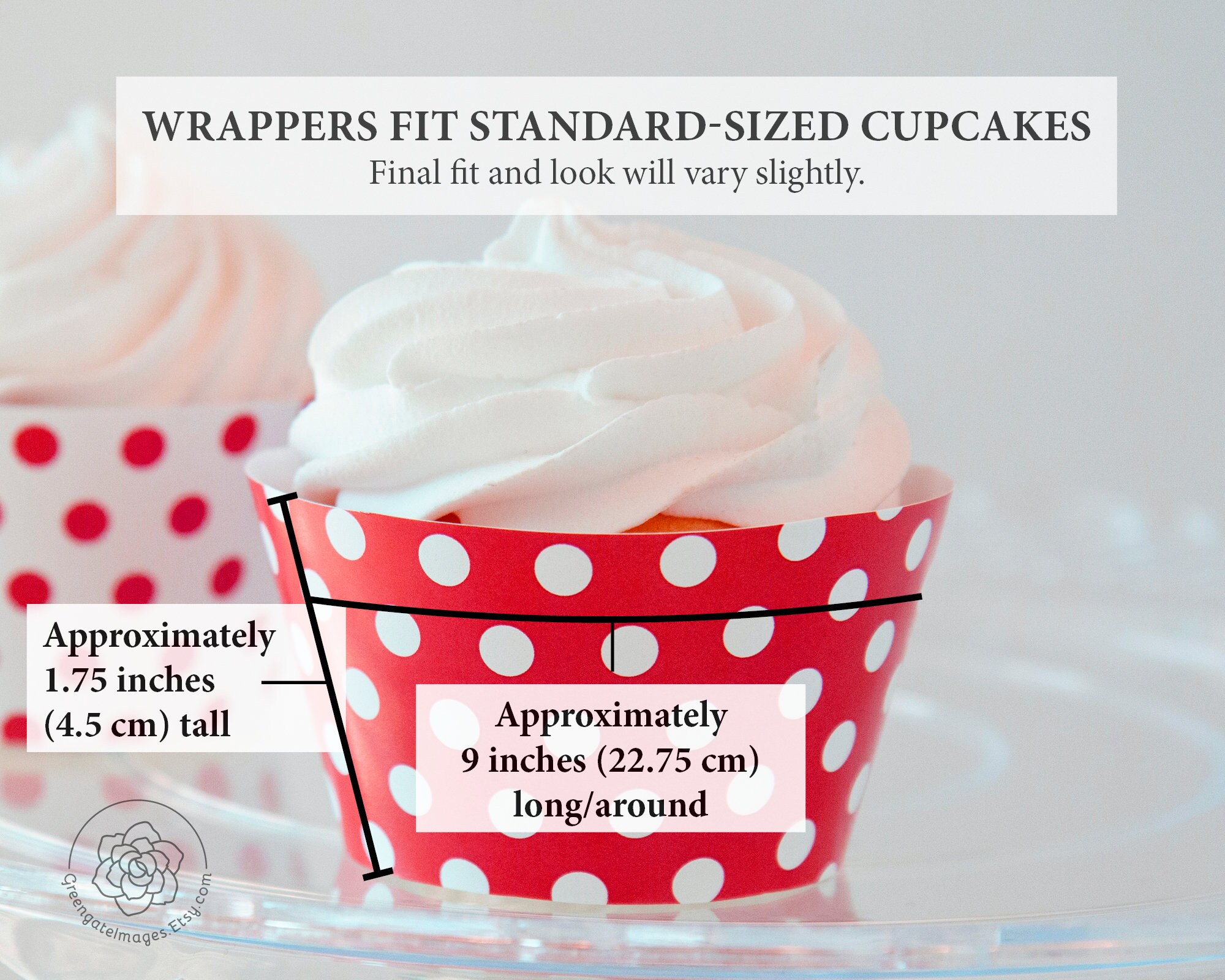Wrapper Printable Red Red Polka Dot Cupcake Wrappers - INSTANT DOWNLOAD, Red and White ...