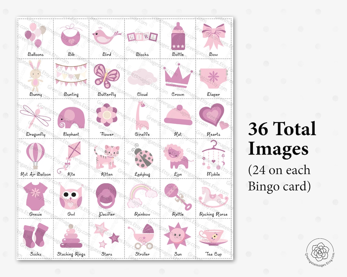 Baby Girl Bingo Cards: PRINTABLE Bingo Cards Baby Shower - Etsy