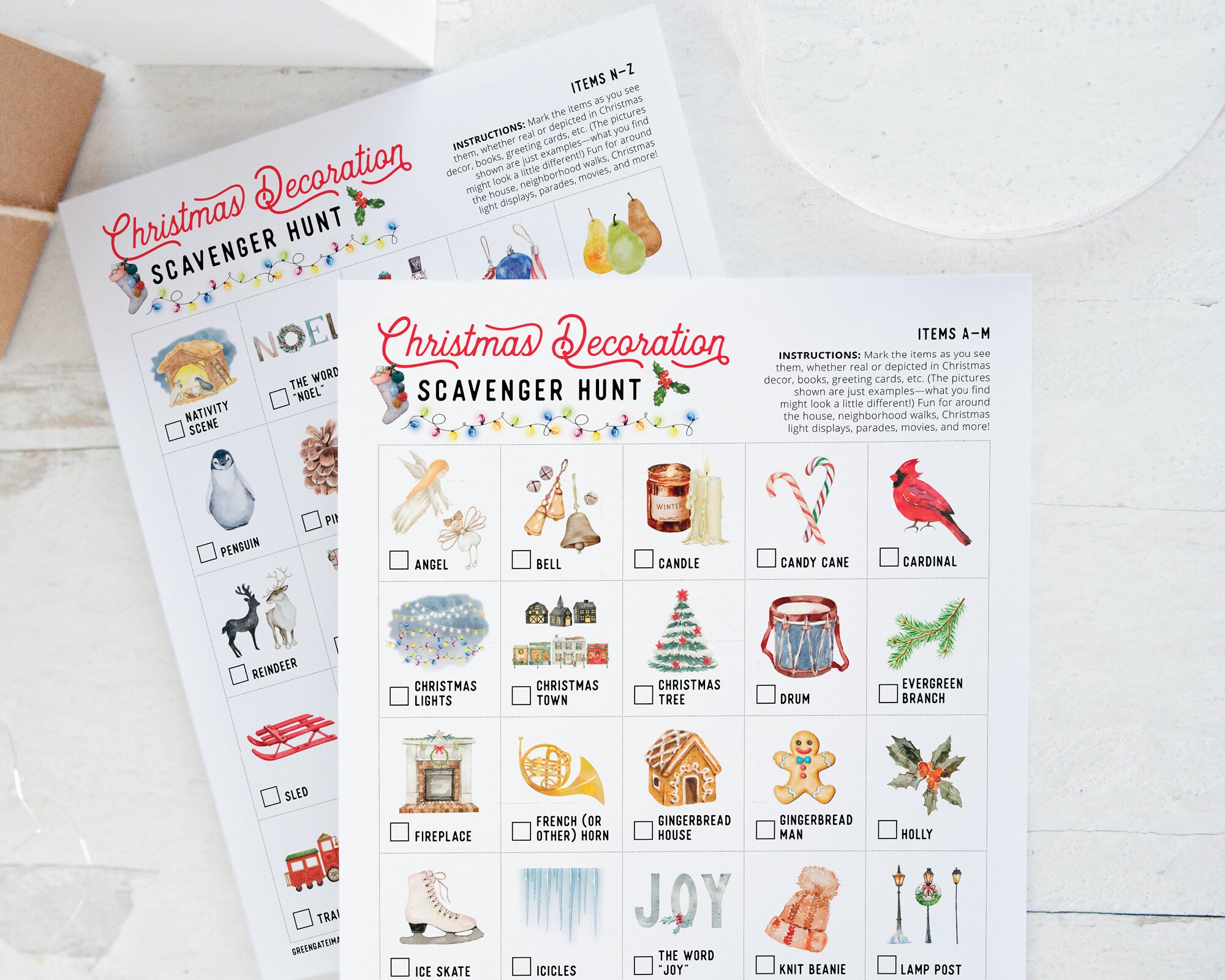 Christmas Decoration Scavenger Hunt - Printable Elementary Kids Games