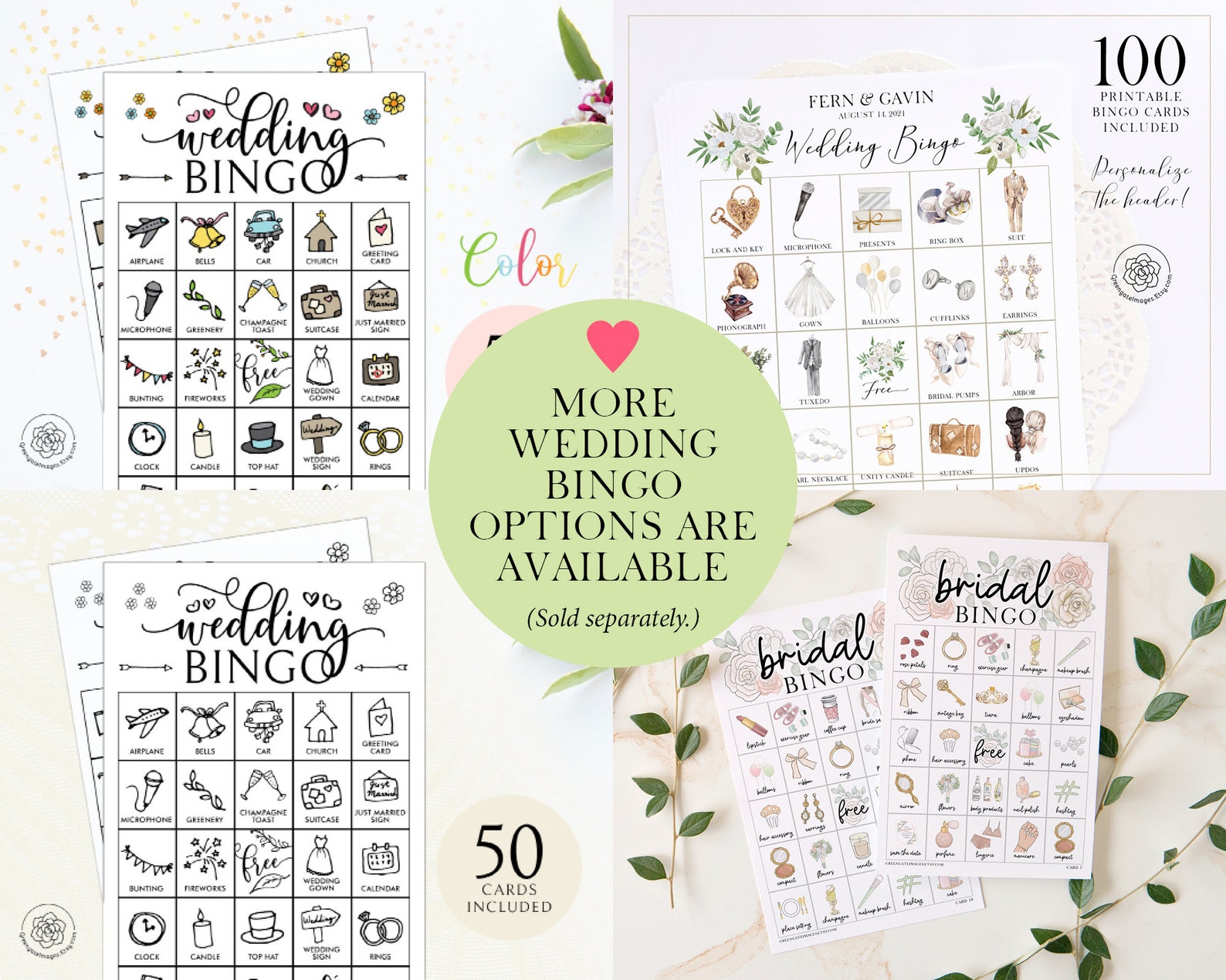 FILLABLE Bridal Bingo Template: 50 Cards Printable Bingo Pdf - Etsy