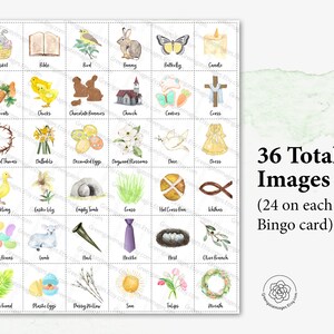 Christian Easter Bingo: 50 printable unique cards, Resurrection church game, Sunday school, kids game, seniors activity, religious holiday image 5