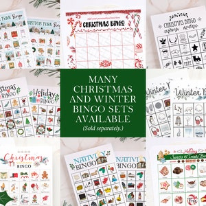 Christmas/Holiday Bingo Cards: Printable bingo, 50 cards, senior citizen activity, kids game, activity, bingo with pictures, color bingo image 9