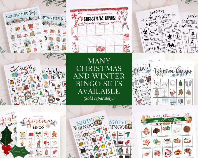 Christmas/Holiday Bingo Cards: Printable bingo, 50 cards, senior citizen activity, kids game, activity, bingo with pictures, color bingo image 9