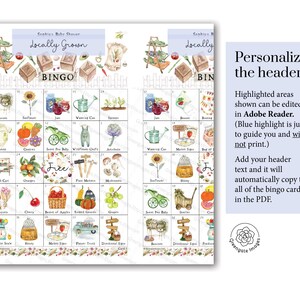 Locally Grown/farmer's Market Baby Bingo - 50 PRINTABLE, Unique Bingo ...