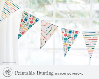 School/Classroom Bunting - PRINTABLE banner for teachers, back to school decorations, homeschool room decor, school supplies, class bunting