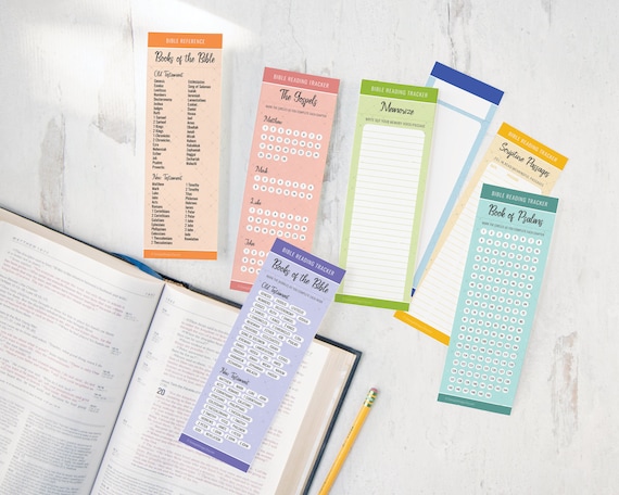 Bible Bookmarks - PRINTABLE bookmarks, Bible reading plan, Bible tracker, Christian bookmark, Psalms Gospels, reading record, list of books.
