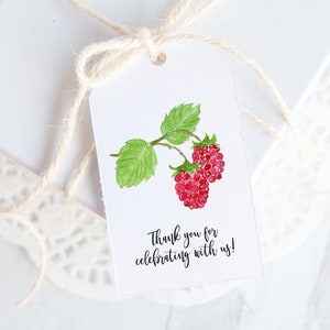 Raspberry Gift Tags - printable gift tag, editable corjl, favor bag tag, hang tags, fruit ideas, twotti frutti, farm produce garden, berries