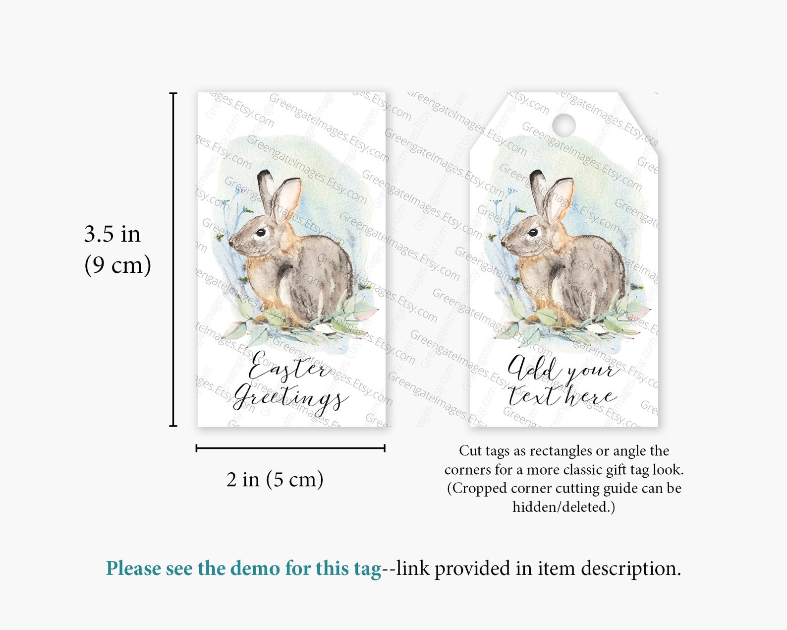 Rabbit Gift Tag PRINTABLE Gift Tags Easter Bunny Custom - Etsy