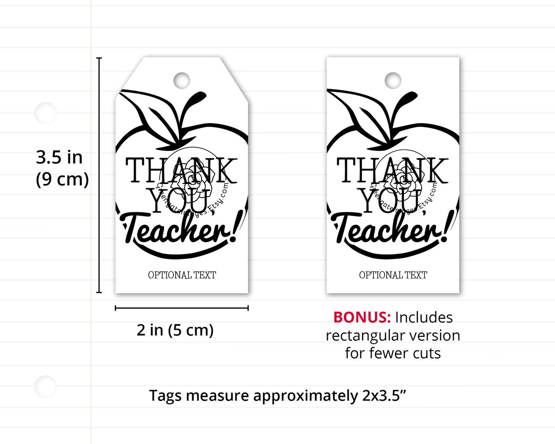 Teacher Gift Tag Printable Gift Tag Favor Tag Hang Tag Edit Etsy