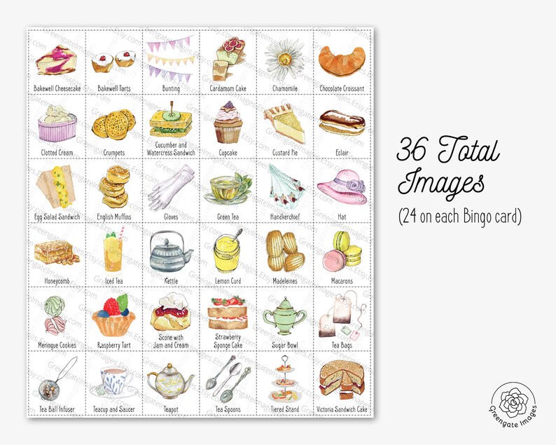 Tea Party Bingo Cards 50 Printable Bingo Cards Women's Etsy