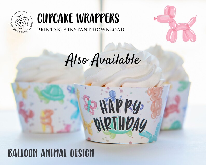 Birthday Cupcake Wrappers Printable Cupcake Wraps Birthday Etsy