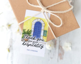 Hospitality Gift Tags - printable gift tags, edit in Corjl, Thank you for being our guest, hospitality, neighborhood. Personalize/customize.