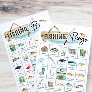 Bingo de pesca: 50 tarjetas IMPRIMIBLES, juego de bingo en formato PDF, ideas para juegos de fiesta, juego para personas mayores, juegos para niños, actividades para jubilados, bingo limpio para adultos