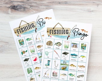 Fishing Bingo: PRINTABLE 50 cards, bingo pdf game, party game ideas, senior citizen game, kids games, retirement activity clean adult bingo