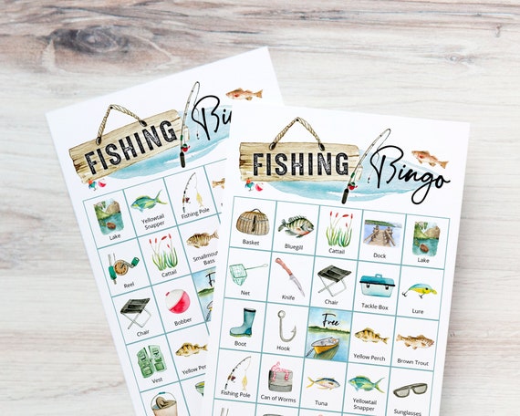 Fishing Bingo: PRINTABLE 50 Cards, Bingo Pdf Game, Party Game
