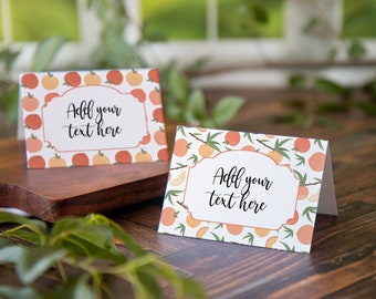 Peach Place Cards -  Edit in Corjl, Printable Food Signs, Buffet Signs, Tent Cards, Banquet Table, Tent Fold Card, Sweet as a Peach idea