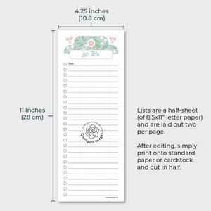 Printable List Paper - Editable/fillable Instant Download PDF. To-do ...
