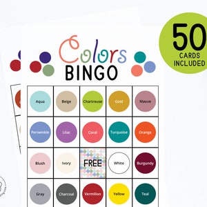 Colors Bingo Cards: Printable Bingo 50 Cards Senior Citizen - Etsy