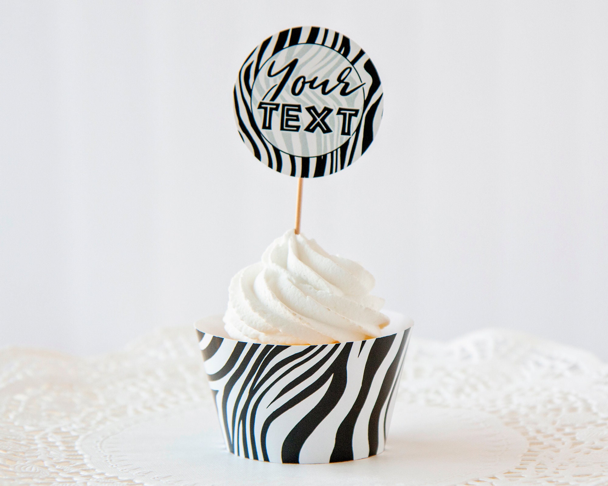 Zebra Print Cupcake Wrappers Toppers PRINTABLE wrappers zebra cupcake toppers corjl editable wild one two wild wild birthday