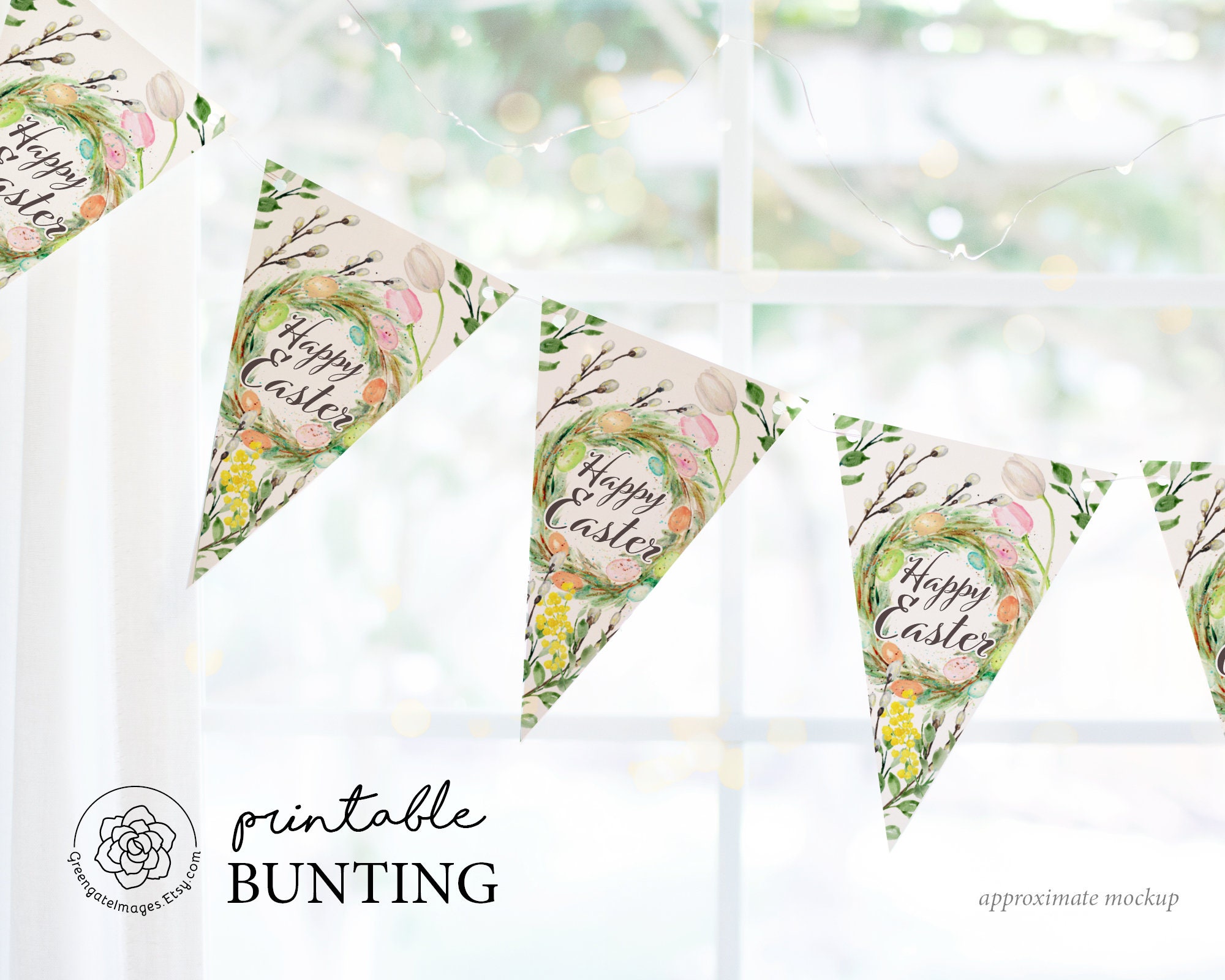 Easter Bunting PRINTABLE Banner Flags Instant Digital | Etsy