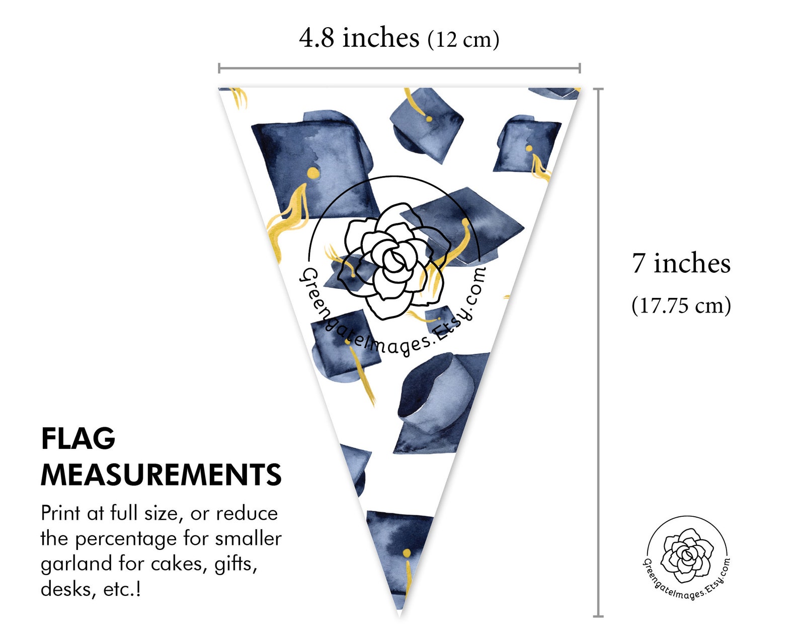 Navy Blue Graduation Bunting - PRINTABLE Graduation Cap Design, Party ...